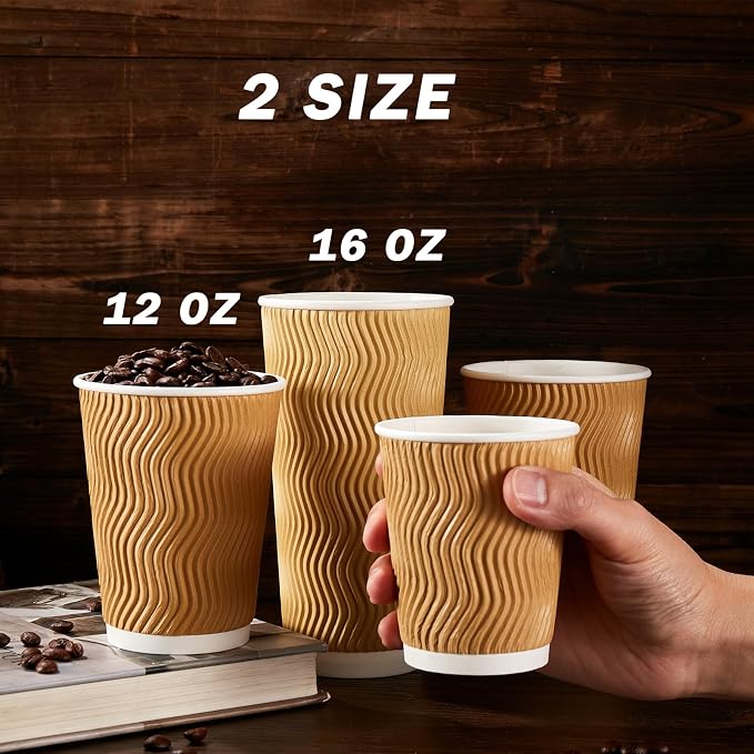 Clawsoff 90 Pack 16 oz Disposable Coffee Cups No Lids, Champagne Insulated - Image 5