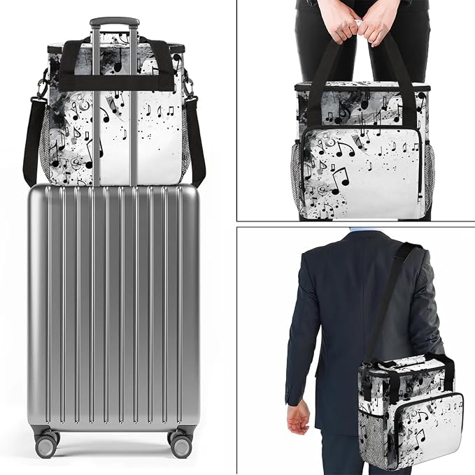 Musical Notes Coffee Maker Carring Bag, Large Insulated Storage Organizer Case - Image 7