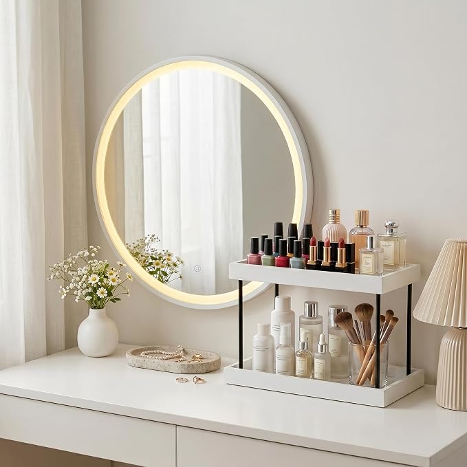 WOPITUES Bathroom Counter Organizer, 2 Tier Perfume Organizer, Wooden Bathroom - Image 5