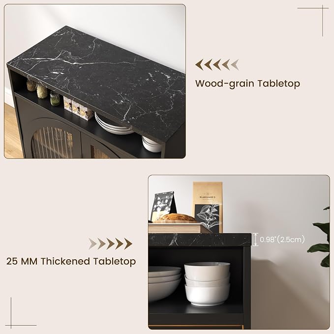 Coffee Bar Cabinet with Storage and LED Lights, Entryway Accent Cabinet | 31.5" - Image 6