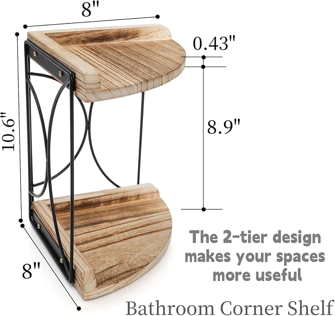 Goaste 2-Tier Bathroom Counter Organizer, Wood Vanity Corner Shelf, Skincare - Image 2