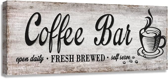 Rustic Wood Grain Coffee Station Decor by WOWGOOMO