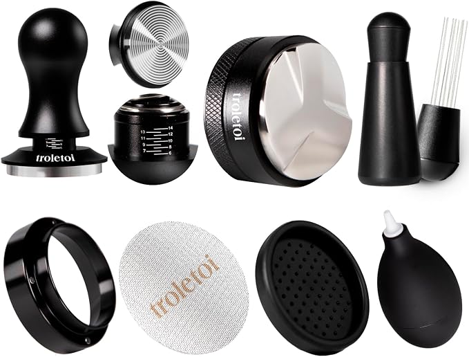7 PCS Espresso Accessories Kit: 53.3mm Espresso Tamper, Coffee Distributor by troletoi