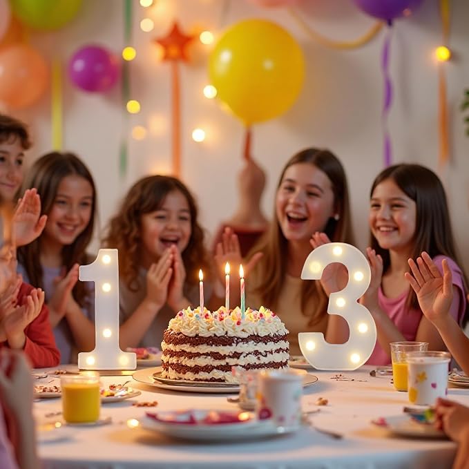 13th Birthday Decoration Light Up Letters, Battery Powered LED Numbers Marquee - Image 3