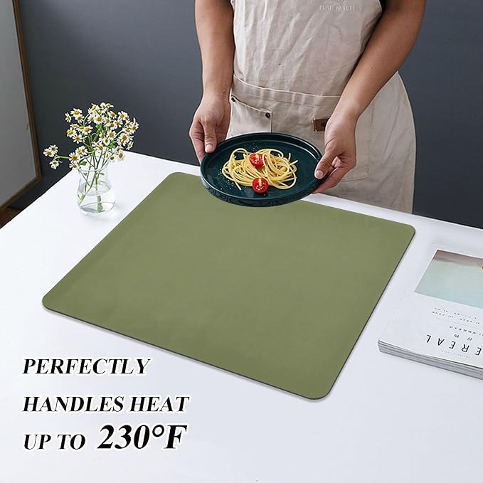 Green Dish Drying Mat for Kitchen Counter No-slip Rubber Bottom Dish Drying Pad - Image 5