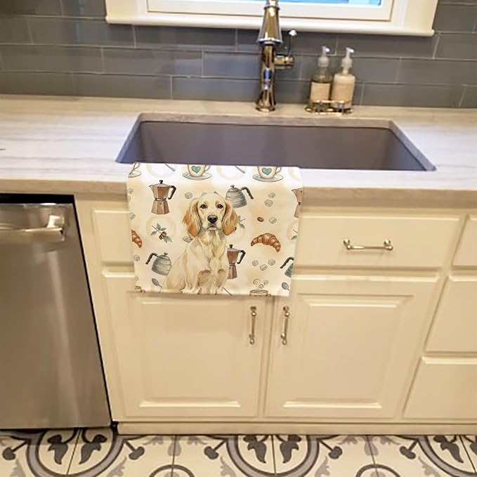 Caroline's Treasures Lemon Belton English Setter Coffee Bar Kitchen Towel - Image 2