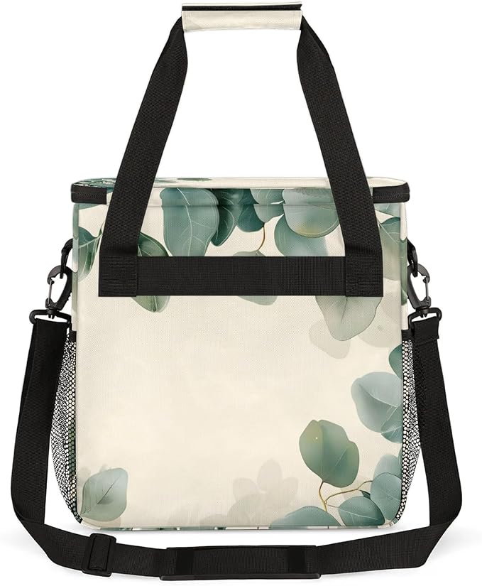 Eucalyptus Leaves Printed Coffee Maker Carring Bag, Large Insulated Storage - Image 5