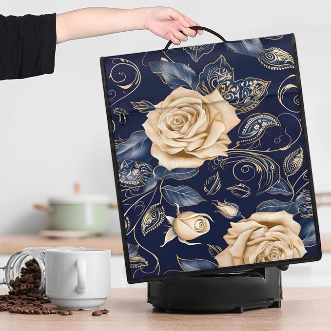 Roses Kitchen Aid Mixer Cover Compatible Stand Mixer Dust Cover | Golden Blue - Image 9