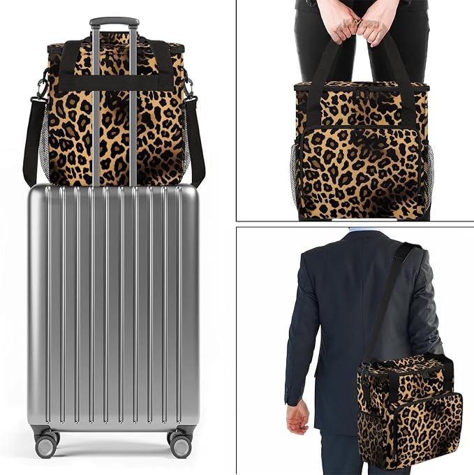 Leopard Cheetah Print Coffee Maker Carring Bag, Large Insulated Storage - Image 2