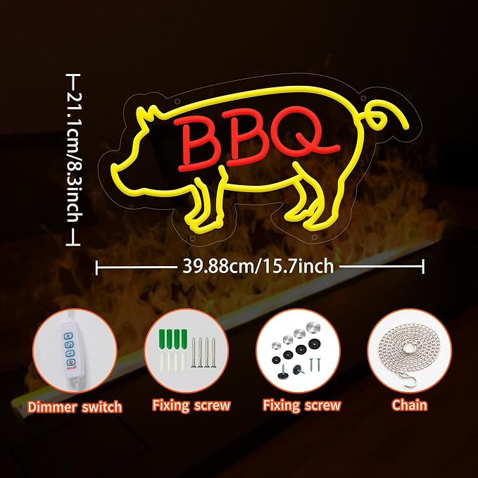 BBQ Neon Signs Barbecue LED Signs Dimmable Neon Lights - Image 3