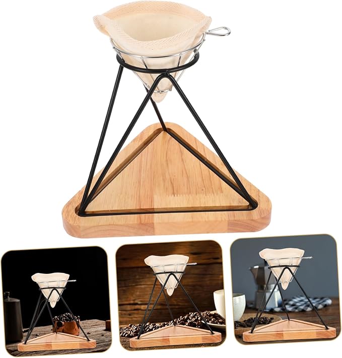 1Set Coffee Drip Rack Set with Stainless Steel Funnel Reusable Filter Cloth - Image 8