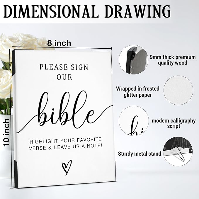 Wedding Signs for Ceremony and Reception, Please Sign Our Bible for Wedding - Image 2