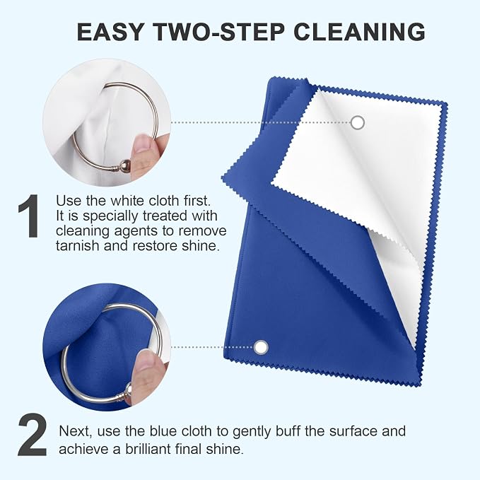 SEVENWELL 2pcs Silver Polishing & Cleaning Cloth, Sterling Silver Silverware - Image 3