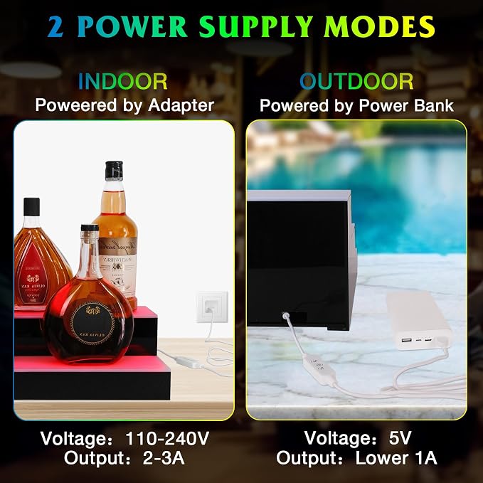LED Lighted Liquor Bottle Display Shelf, 2 Tiers 30 Inch Bar Bottle Display - Image 6
