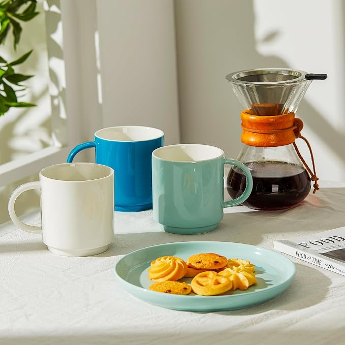 Sweese Stackable Coffee Mugs - 10 Oz Porcelain Cups - Image 5