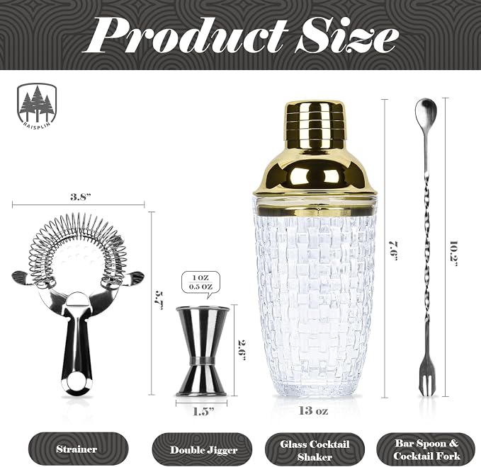 4 Pcs Glass Cocktail Shaker Set - Image 2