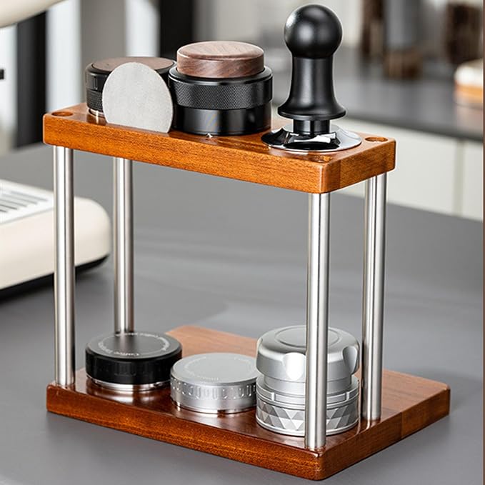 Space Saving Coffee Equipment Organizers Stylish Two Layer Wood Coffee Machine - Image 6