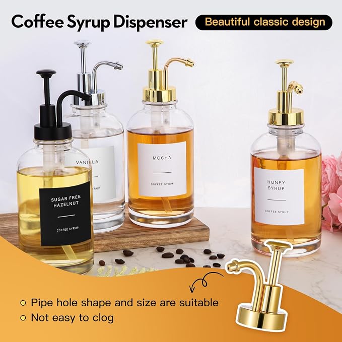 Coffee Syrup Dispenser-2pack, 16.9 oz 500ml, Coffee Bar Accessories, Syrup Pump - Image 4