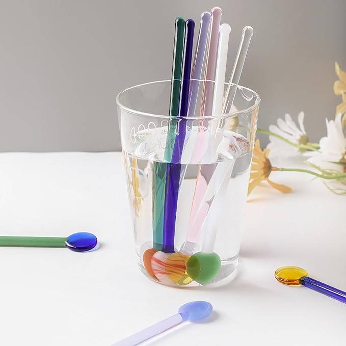 4 Pieces Glass Swizzle Sticks Cocktail Stirrers Clear Mixing Spoon Coffee Tea - Image 5