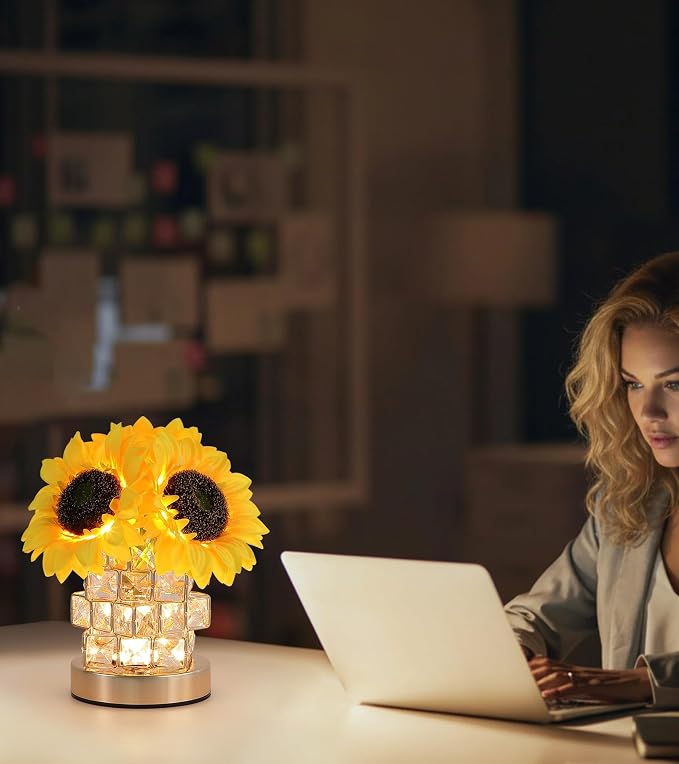AIHYING Sunflowers Flower Lamp, Rechargeable Cordless Touch Lamp, 3-Colour - Image 9