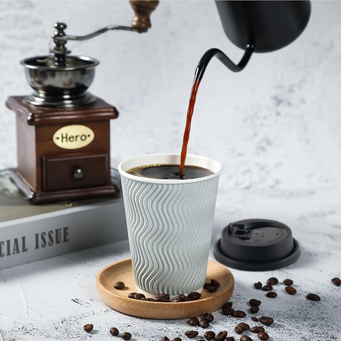 MUCHII 12 oz Disposable Coffee Cups, Hot Chocolate, and Drinks - Image 2