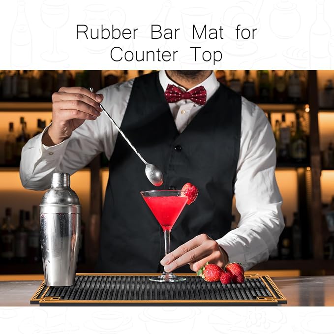 Drydiet 4 Pcs Bar Mat 12 x 6 Inch Non Slip Rubber Mat - Image 4