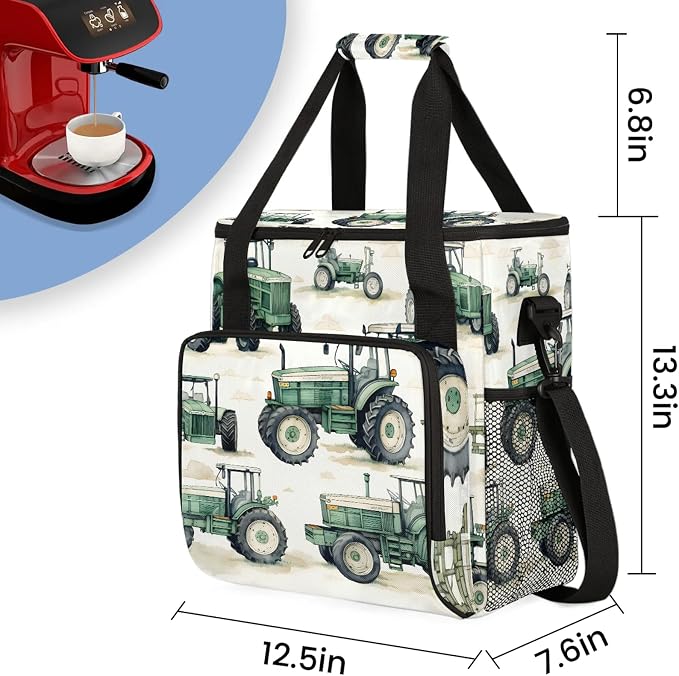 Green Construction Truck Excavator Coffee Maker Carring Bag, Large Insulated - Image 2