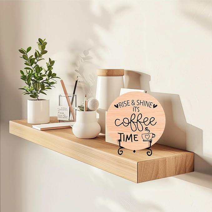 Coffee Desk Decor Sign, Farmhouse Wood Plaque, It Is Coffee Time Wood Sign - Image 6