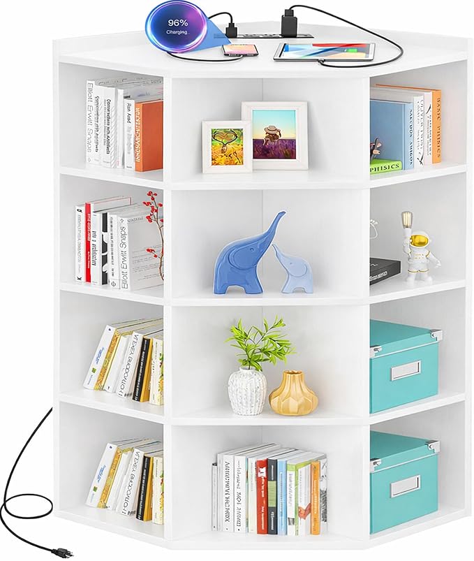Aheaplus Corner Cabinet, 5-Tier Corner Bookshelf by Aheaplus