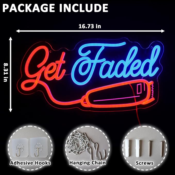 Get Faded Neon Sign for Wall Decor Dimmable Barber Shop Led Sign for Hair Salon - Image 2
