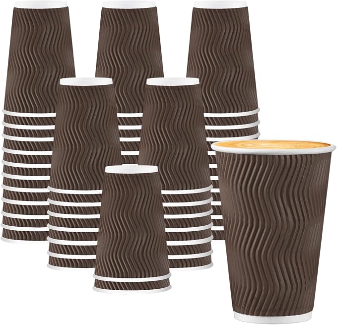 BYSNOW 90 Pack 16 oz Disposable Coffee Cups, Insulated Paper Coffee Cups by BYSNOW