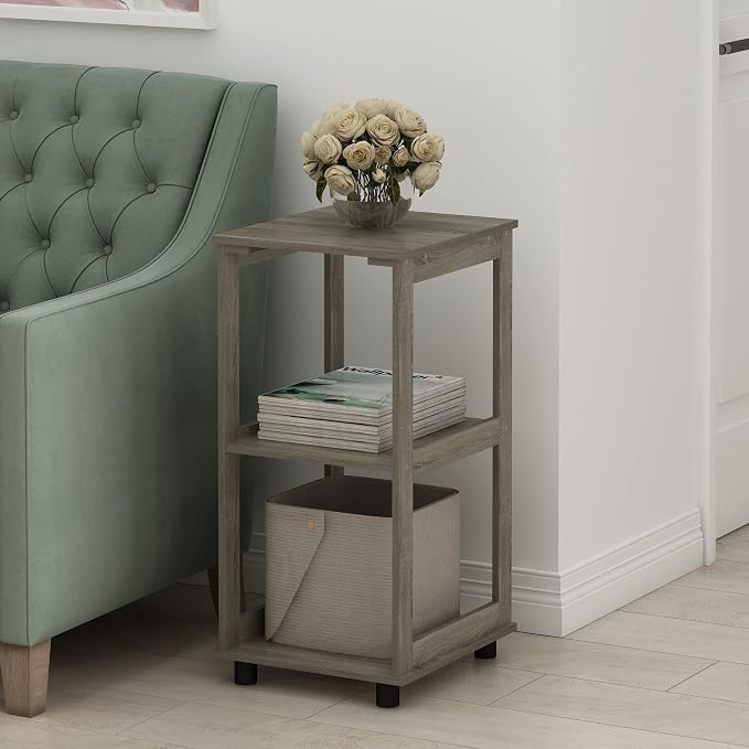 Furinno Romain 2-Tier Tall End Table, French Oak - Image 2