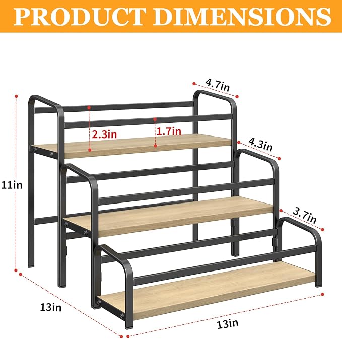 DTUQYX Coffee Syrup Organizer, 3-Tier 12 Bottles Capacity Coffee Syrup Rack - Image 2