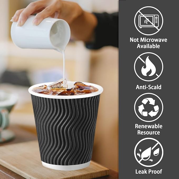 Lamosi Disposable Coffee Cups 10 OZ 100 Pack, Paper Coffee Cups 10 OZ - Image 3