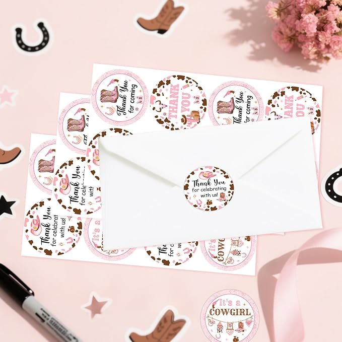 Serencatcher 10 Sheets Cowgirl Baby Shower Stickers, Western Cowgirl Baby - Image 2
