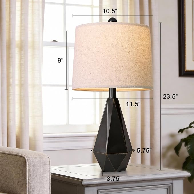 PoKat Table Lamps Set of 2 for Bedroom, 23.5'' High Farmhouse Nightstand Lamps - Image 6