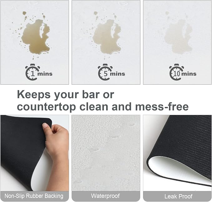 ZLR XXL Coffee Bar Mat for Barista Workstation, Milk White | Pro Home Cafe - Image 2