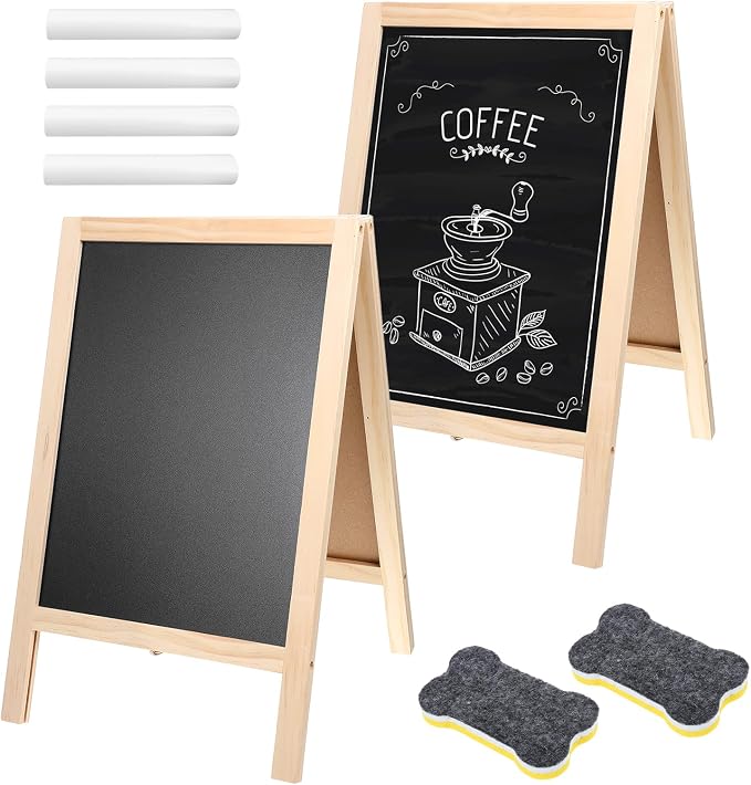 2 Pcs 15.7 x 9.8 Inch Small Chalkboard Signs Chalkboard Easel Tabletop Menu by AojSup