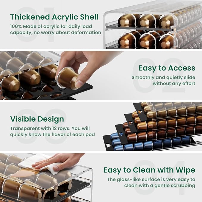 Acrylic Coffee Pod Holder for Nespresso OriginalLine Capsules, 4 Tier Organizer - Image 4