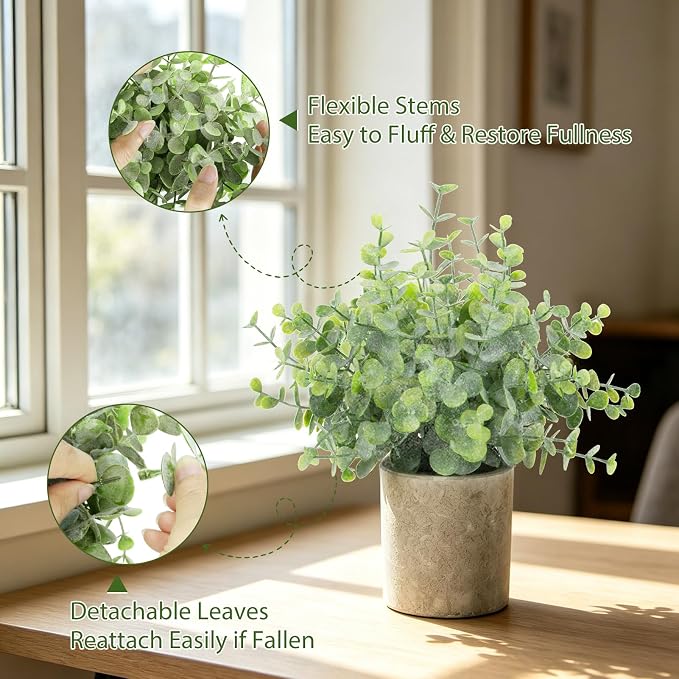 ZAIYW 3 Pack Small Fake Plants, Mini Potted Artificial Greenery Plants - Image 7