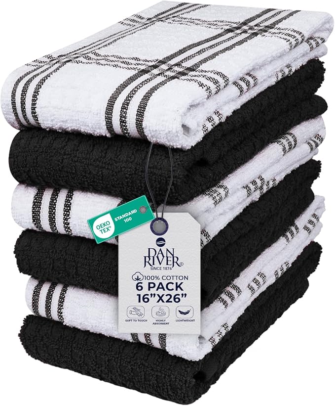 DAN RIVER Premium Black Kitchen Towels by DanRiver