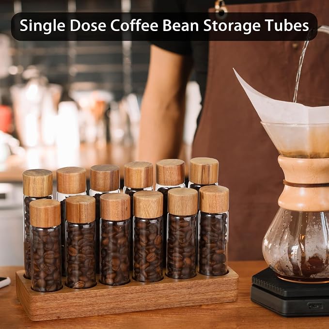 JUXYES Set of 12 Single Dose Coffee Bean Storage Tubes - Image 4