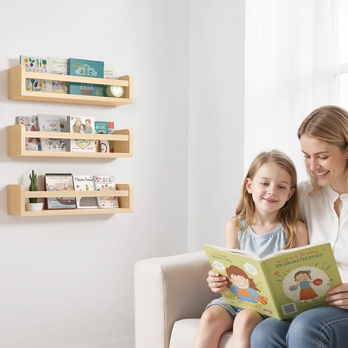 Floating Wall Nursery Book Shelves, 16.5 Inch, Wall Mounted, - Image 7