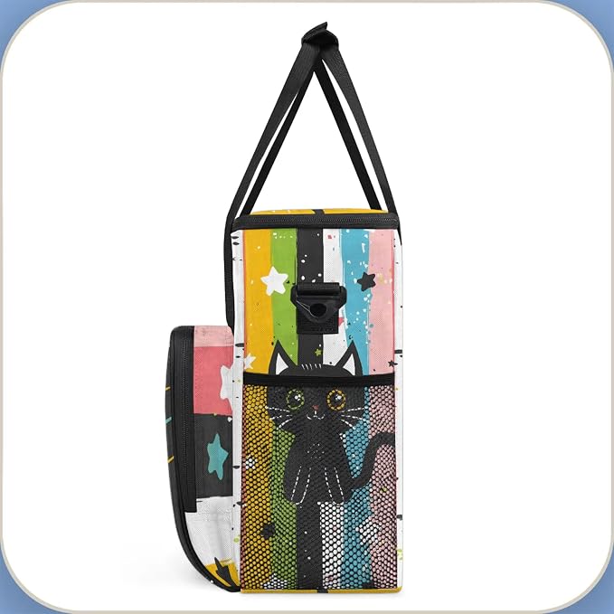 Black Cat Coffee Maker Carring Bag, Large Insulated Storage Organizer Case Tote - Image 4