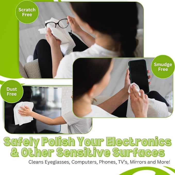 The White Green Cloth 4-Pack Reusable Cleaning Cloths - Image 2
