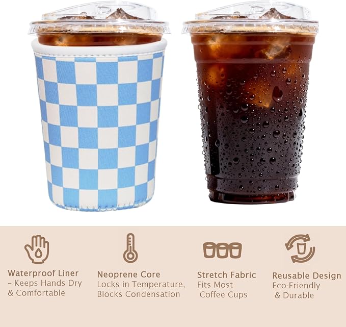 Reusable Insulated Sleeve for Iced Coffee Cup, Coffee Neoprene Sleeve for Cold - Image 6