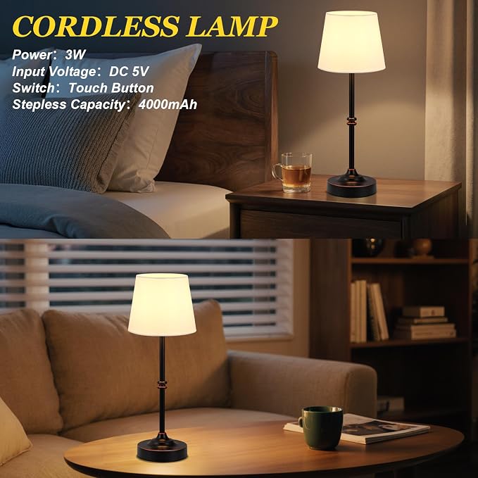 Kakanuo Rechargeable Cordless Table Lamp Antique Black - Image 7
