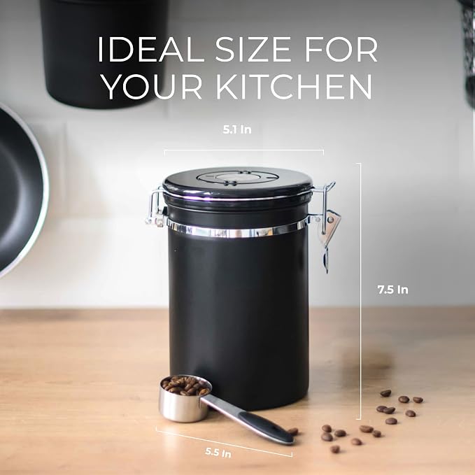 Stainless Steel Coffee Canister - 21oz Airtight Kitchen Food Storage Container - Image 2