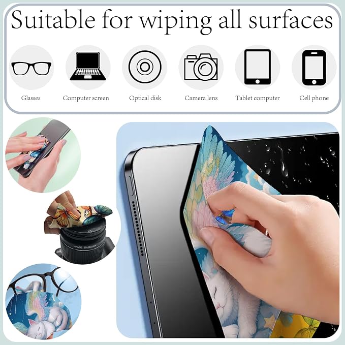 CREATCABIN 6Pcs Cat Eyeglass Cleaning Cloth Microfiber Cleaning Cloths - Image 5