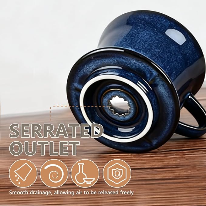 Ceramic Pour Over Coffee Maker Set, Starry Blue Coffee Dripper Cone - Image 4